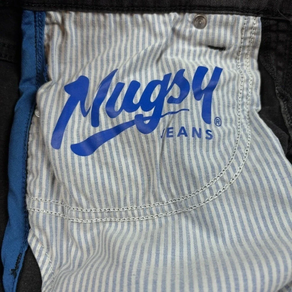 Mugsy Jeans Mens 30x30 (fits 30x29) Black Squid Inks Stretch Slim Straight Denim